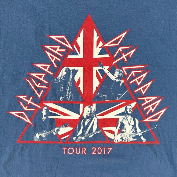 Def Leppard 2017 Concert Band Tour T-Shirt Sz XL Blue Cotton UK Graphic 80s 90s - Picture 2 of 8